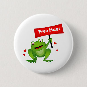 Badge Rond 5 Cm câlins gratuits grenouille mignonne