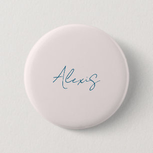 Badge Rond 5 Cm Calligraphie de nom Script Plain Simple Couleur Pa