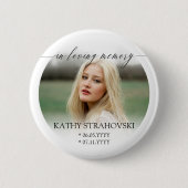 Badge Rond 5 Cm Calligraphie Délicate En Mémoire Amoureuse Photo (Devant)