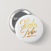 Badge Rond 5 Cm Calligraphie Gold Brides tribu élégante (Devant & derrière)