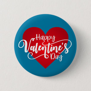 Badge Rond 5 Cm Calligraphie Heureuse Sainte-Valentin   Bouton d'é