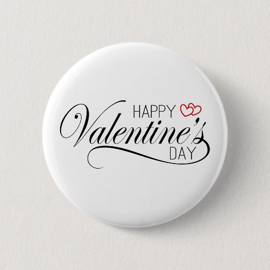 Badge Rond 5 Cm Calligraphie Heureuse Sainte-Valentin | Bouton d'é (Devant)