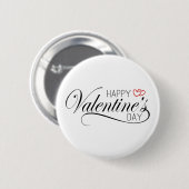 Badge Rond 5 Cm Calligraphie Heureuse Sainte-Valentin | Bouton d'é (Devant & derrière)