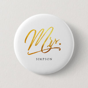 Badge Rond 5 Cm Calligraphie Or Madame élégante