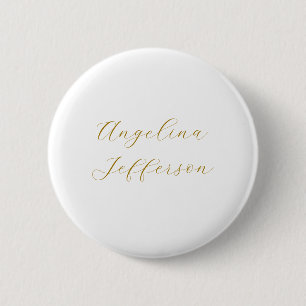 Badge Rond 5 Cm Calligraphie Professionnel Élégant Couleur Or