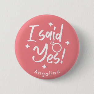 Badge Rond 5 Cm Calligraphie rose J'ai dit Oui Personnalisée de l