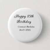 Badge Rond 5 Cm calligraphie simple minimum heureux 15e anniversai (Devant)