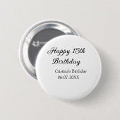 Badge Rond 5 Cm calligraphie simple minimum heureux 15e anniversai (Devant & derrière)