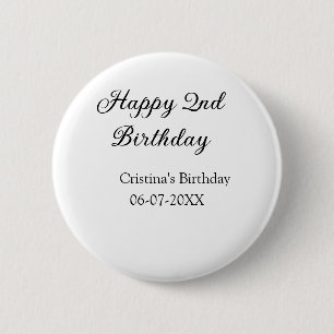 Badge Rond 5 Cm calligraphie simple minimum heureux 2e anniversair