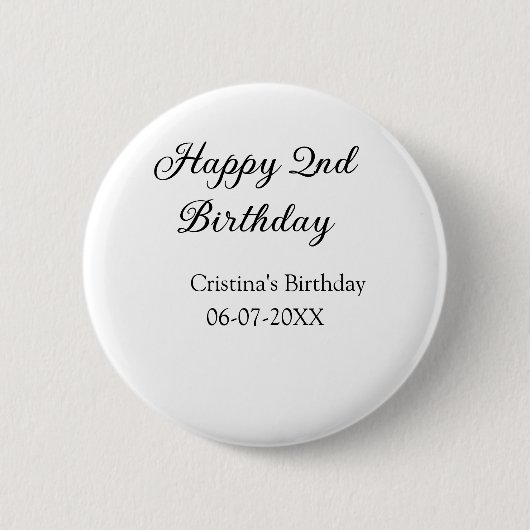 Badge Rond 5 Cm calligraphie simple minimum heureux 2e anniversair (Devant)