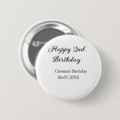Badge Rond 5 Cm calligraphie simple minimum heureux 2e anniversair (Devant & derrière)