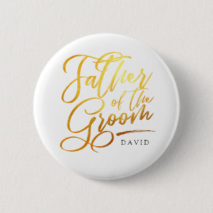 Badge Rond 5 Cm Calligraphy Gold Père de la salle élégante