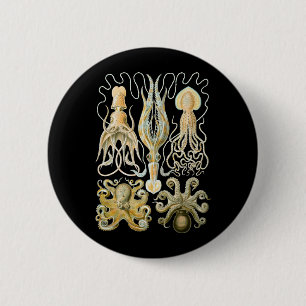 Badge Rond 5 Cm Calmar et poulpe