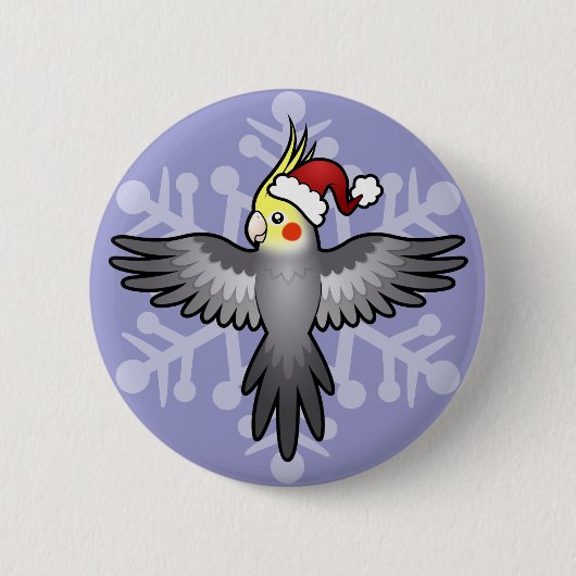 Badge Rond 5 Cm Calopsitte de Noël (Devant)