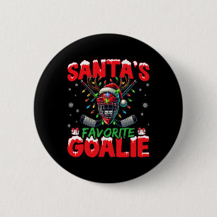 Badge Rond 5 Cm Calot de Noël de hockey Gardien préféré du Père No