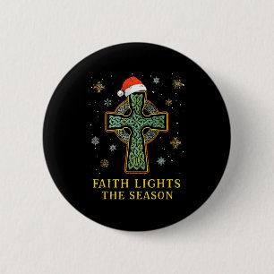 Badge Rond 5 Cm Calotte de Noël de foi chrétienne avec nœud celtiq