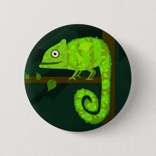Badge Rond 5 Cm Caméléon mignon vert (Devant)