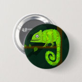 Badge Rond 5 Cm Caméléon vert mignon (Devant & derrière)