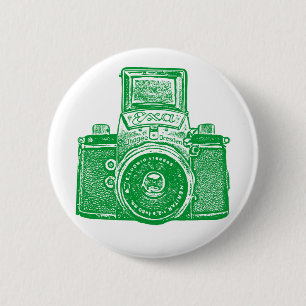 Badge Rond 5 Cm Caméra vintage Est Allemande - Vert