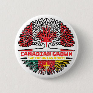 Badge Rond 5 Cm Cameroun Camerounais Canadian Canada Tree Roots