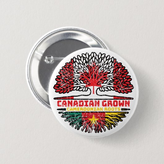 Badge Rond 5 Cm Cameroun Camerounais Canadian Canada Tree Roots (Devant & derrière)