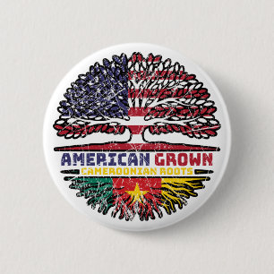 Badge Rond 5 Cm Cameroun Camerounais US Américain Etats-Unis