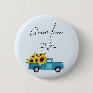 Badge Rond 5 Cm Camion à l'aquarelle avec Tournesols Grand-mère à