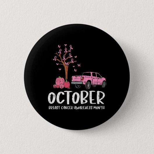 Badge Rond 5 Cm Camion Arbre Octobre Mois de sensibilisation au ca (Devant)
