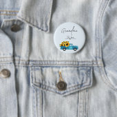 Badge Rond 5 Cm Camion d'aquarelle avec grand-mère de tournesol (En situation)