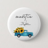 Badge Rond 5 Cm Camion d'aquarelle avec Tante de tournesol à être (Devant)