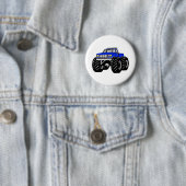 BADGE ROND 5 CM CAMION DE MONSTRE BLEU (En situation)