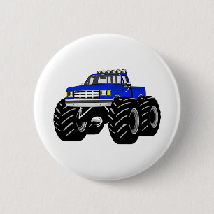 BADGE ROND 5 CM CAMION DE MONSTRE BLEU
