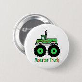 Badge Rond 5 Cm Camion de monstre vert (Devant & derrière)