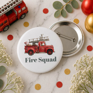 Badge Rond 5 Cm Camion de pompiers Anniversaire Fête du camion de 