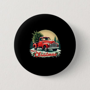 Badge Rond 5 Cm Camion de ramassage rouge Joyeux Arbre de Noël Vac