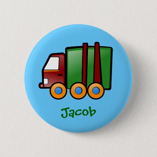 Badge Rond 5 Cm Camion nommé personnalisé de bande dessinée (Devant)