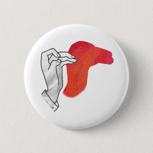 Badge Rond 5 Cm Camion Silhouette Main Rouge