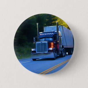 Badge Rond 5 Cm Camions, Big Rig Cargo Truck Art