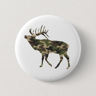 Badge Rond 5 Cm Camo Cerf Élaphant