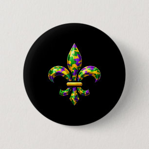 Badge Rond 5 Cm Camo Fleur De Lis Mardi Gras Louisiane La Nouvelle