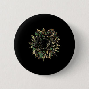 Badge Rond 5 Cm Camo Tournesol Cacher Chasse Hippie Aventure Natur