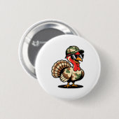 Badge Rond 5 Cm Camo Turkey Day Hunting Fall Thanksgiving  (Devant & derrière)