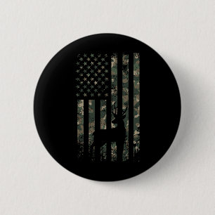 Badge Rond 5 Cm Camo Us Drapeau Cerf Elk Buck Camouflage Chasse Ch