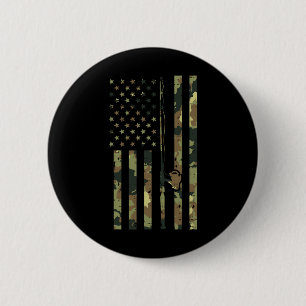 Badge Rond 5 Cm Camo Us Drapeau Pêche Bâton Pole Vintage Patriotiq