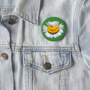 Badge Rond 5 Cm Camomille Radieuse Fleur Souriant Heureux