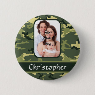 Badge Rond 5 Cm Camouflage de bois vert