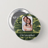 Badge Rond 5 Cm Camouflage de bois vert (Devant & derrière)
