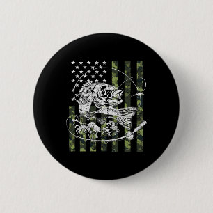 Badge Rond 5 Cm Camouflage Drapeau Américain Cadeaux De Pêche Pour