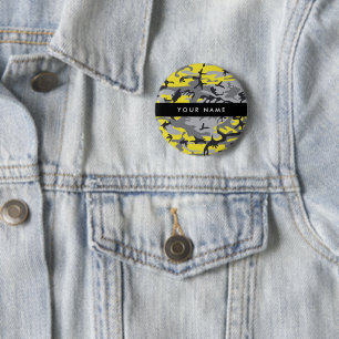 Badge Rond 5 Cm Camouflage jaune et gris Votre nom Personnalisez