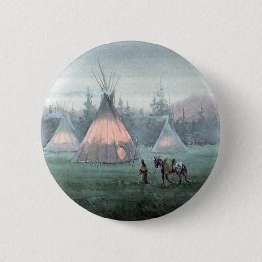 Badge Rond 5 Cm CAMP BRUMEUX de TIPI par SHARON SHARPE (Devant)